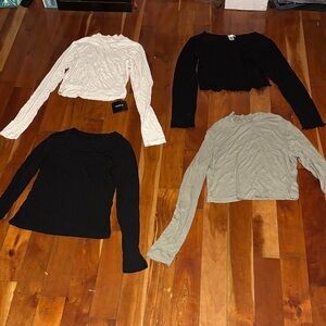 Set of Four Long Sleeve Crop Tops